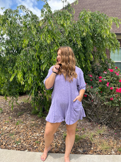 It's On Mineral Wash Romper - Lavender