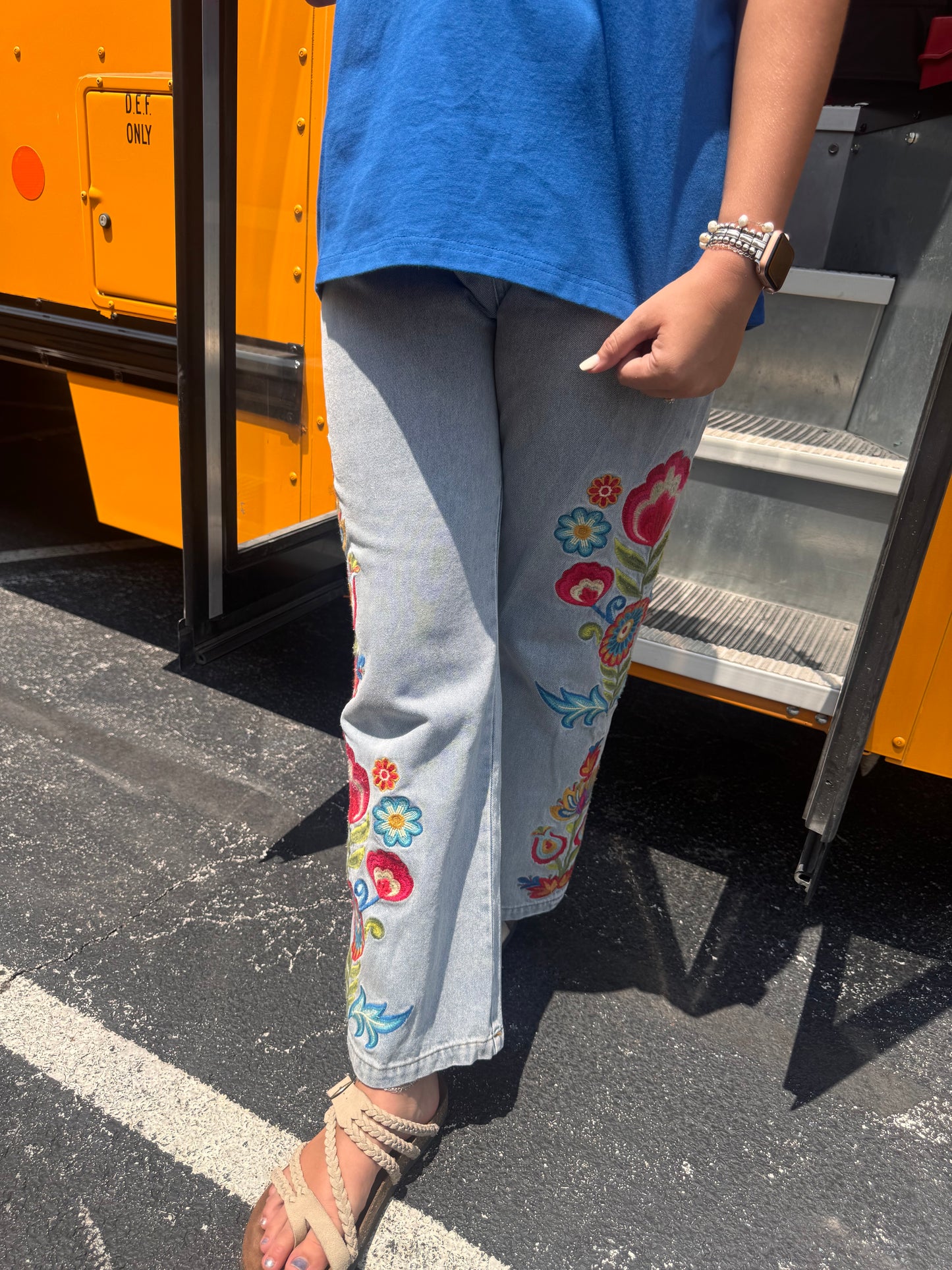Woodstock Babe Embroidered Blue Jeans