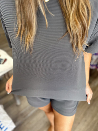 Gone Today 2 Piece Ribbed Set - Ash Grey