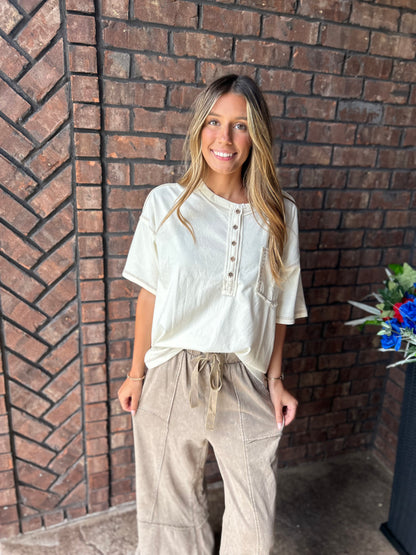 Just Be You Mineral Wash Top - Ivory