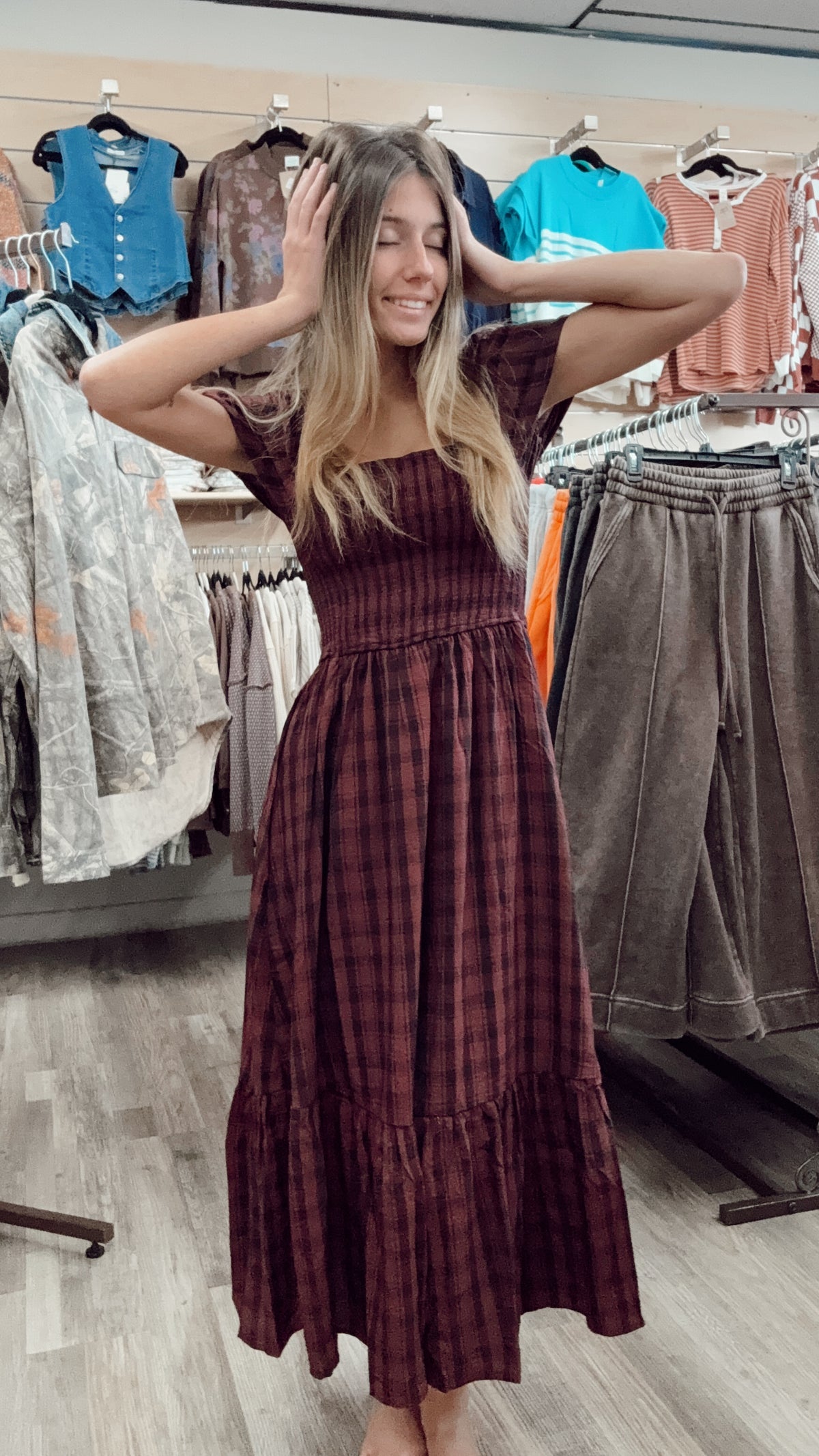 Apple Pickin Plaid Dress