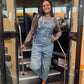 Grayce Distressed Wide Leg Overalls