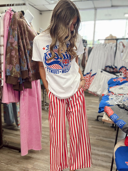 Gameday Striped Pants - Ruby