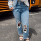 Michelle Cropped Distressed Flares