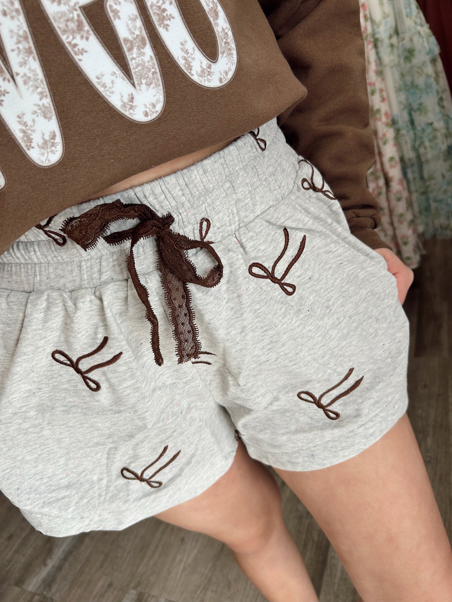 Beautiful In Bows Shorts - Grey