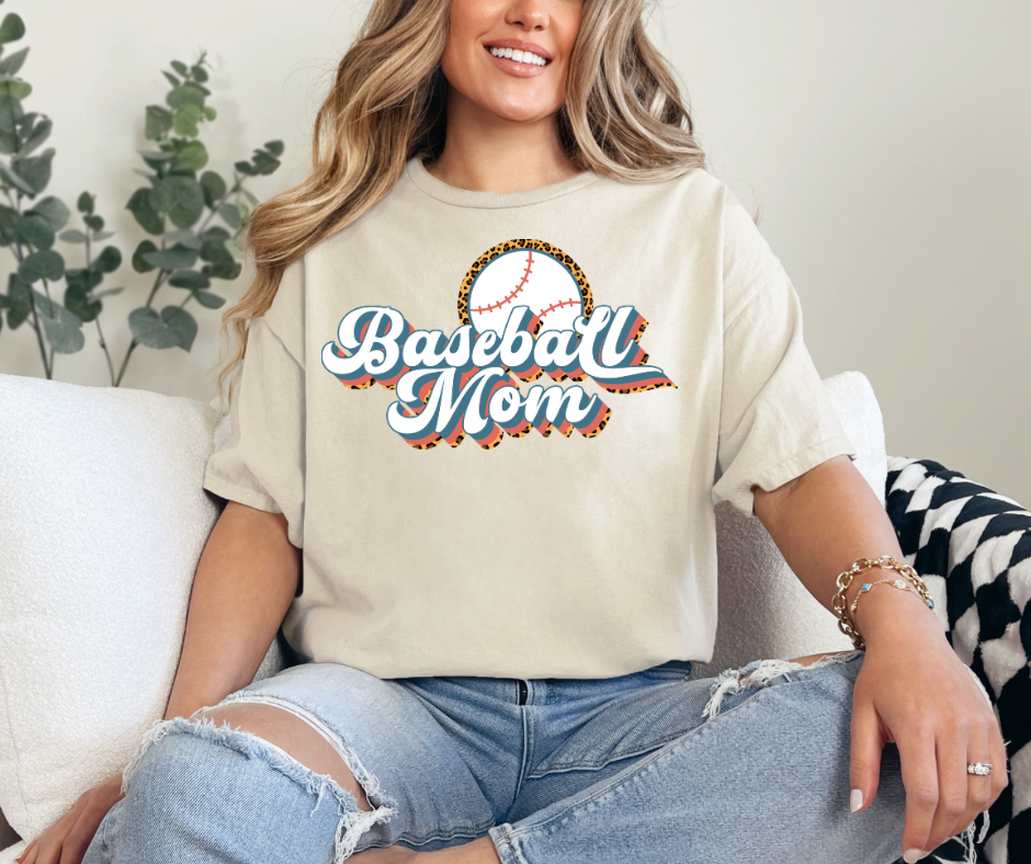 Baseball Mom Retro Graphic Tee - Adult