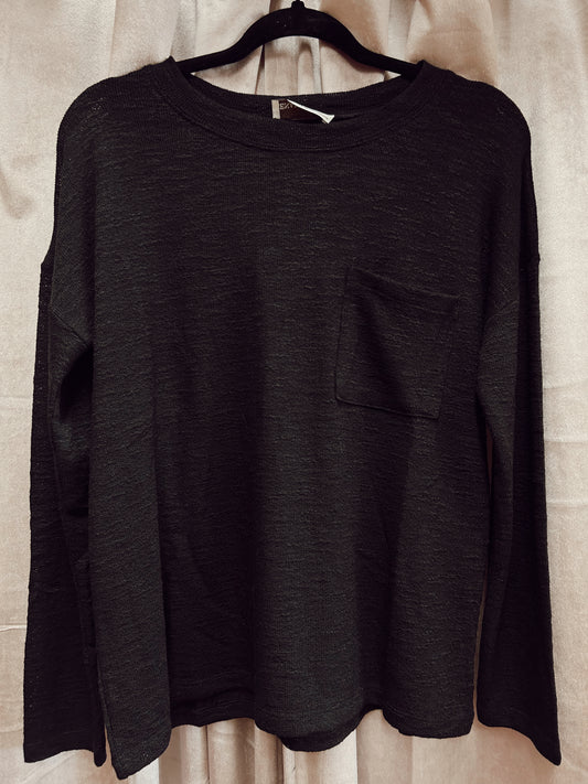 Hacci Long Sleeve Top - Black