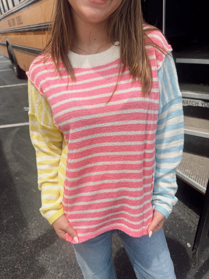 Cloud Nine Striped Pullover Top