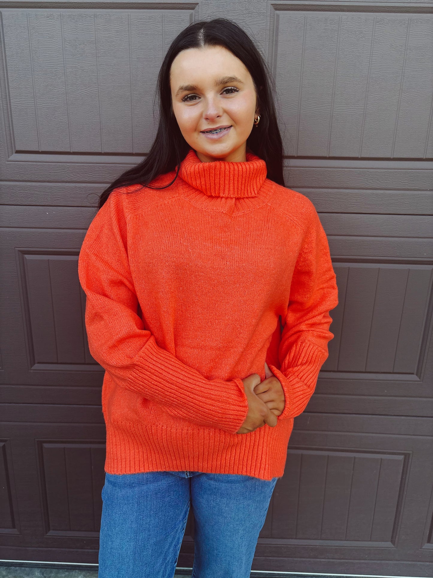 Pumpkin Patch Cozy Turtleneck Sweater - Orange
