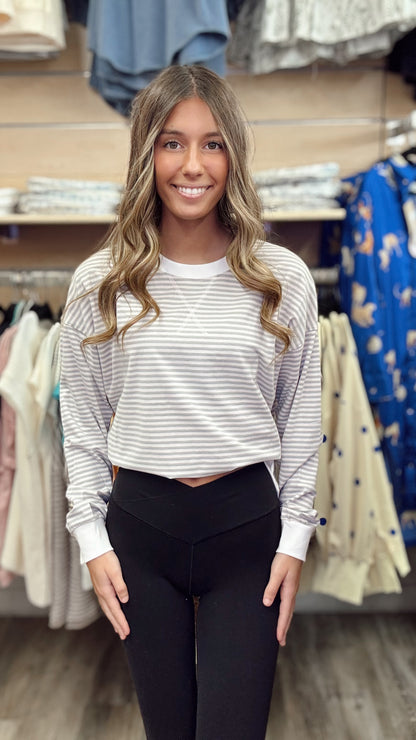 Glad to See You Striped Pullover - H Grey