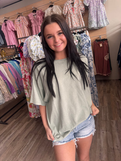 Everyday Me Mineral Wash Top - Sage