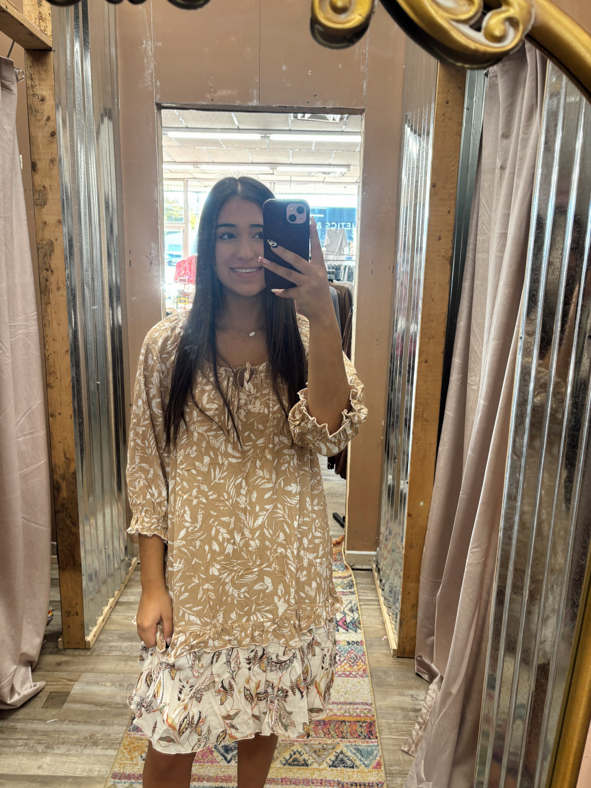 DB - Taupe Floral Midi Dress