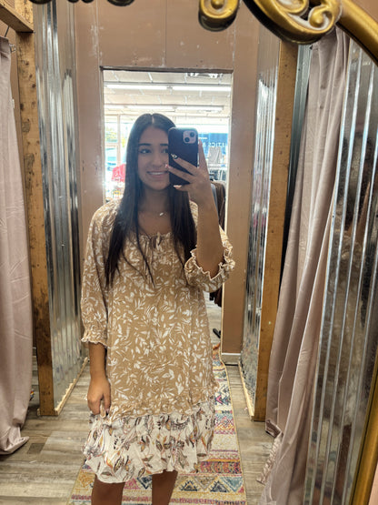 DB - Taupe Floral Midi Dress