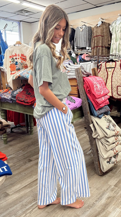 Gameday Striped Pants - Cornflower