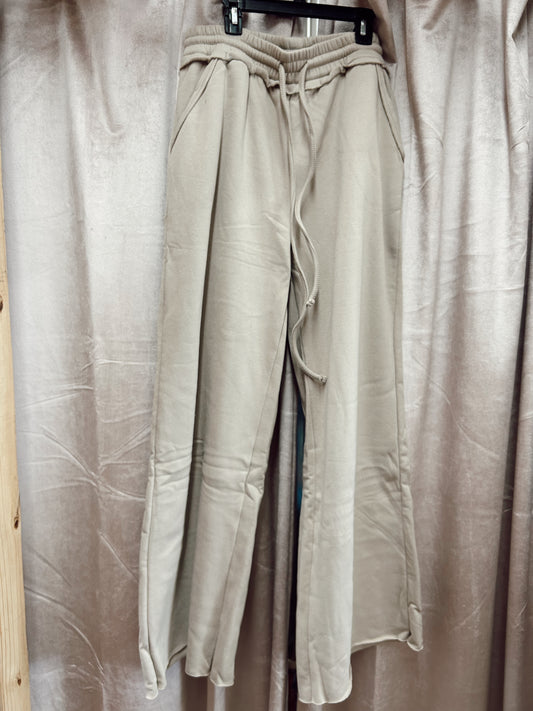 Fleece Wide Leg Sweatpants - Ash Mocha