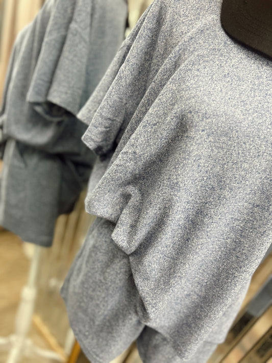 DOORBUSTER Melange Short Sleeve Set - Lt Navy