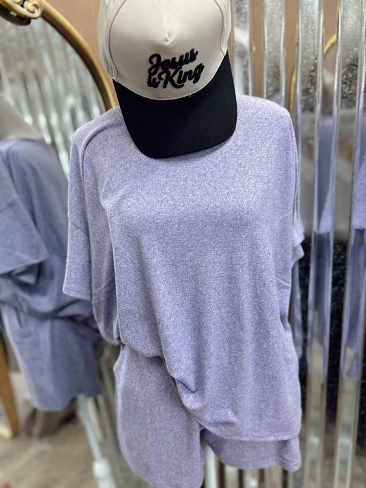 DOORBUSTER Melange Short Sleeve Set - Lavender