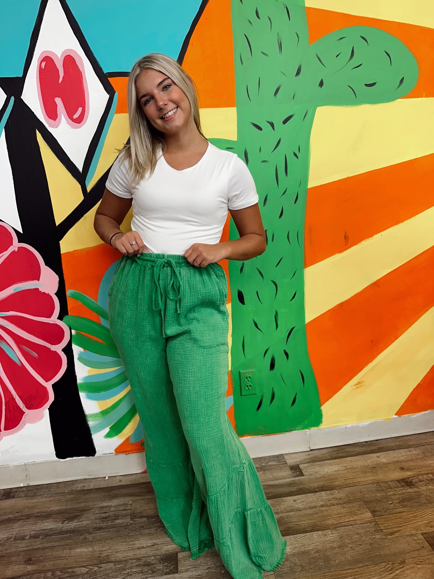 Need You Now Textured Ruffly Bell Pants {2 Colors}