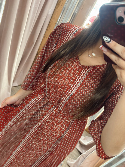 DB - Floral Rust Maxi Dress