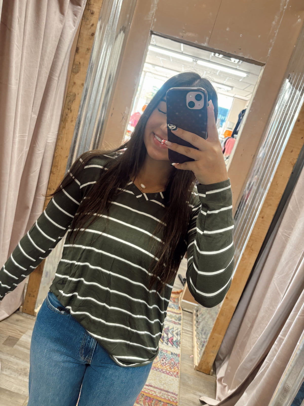 DB - Striped Long Sleeve Top Olive