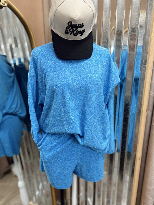 DOORBUSTER Melange Long Sleeve Set - Ocean Blue