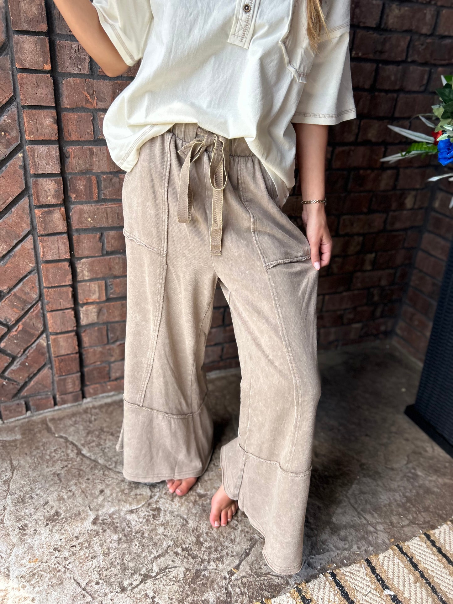 Talk Sweet To Me Flare Pants - Cocoa
