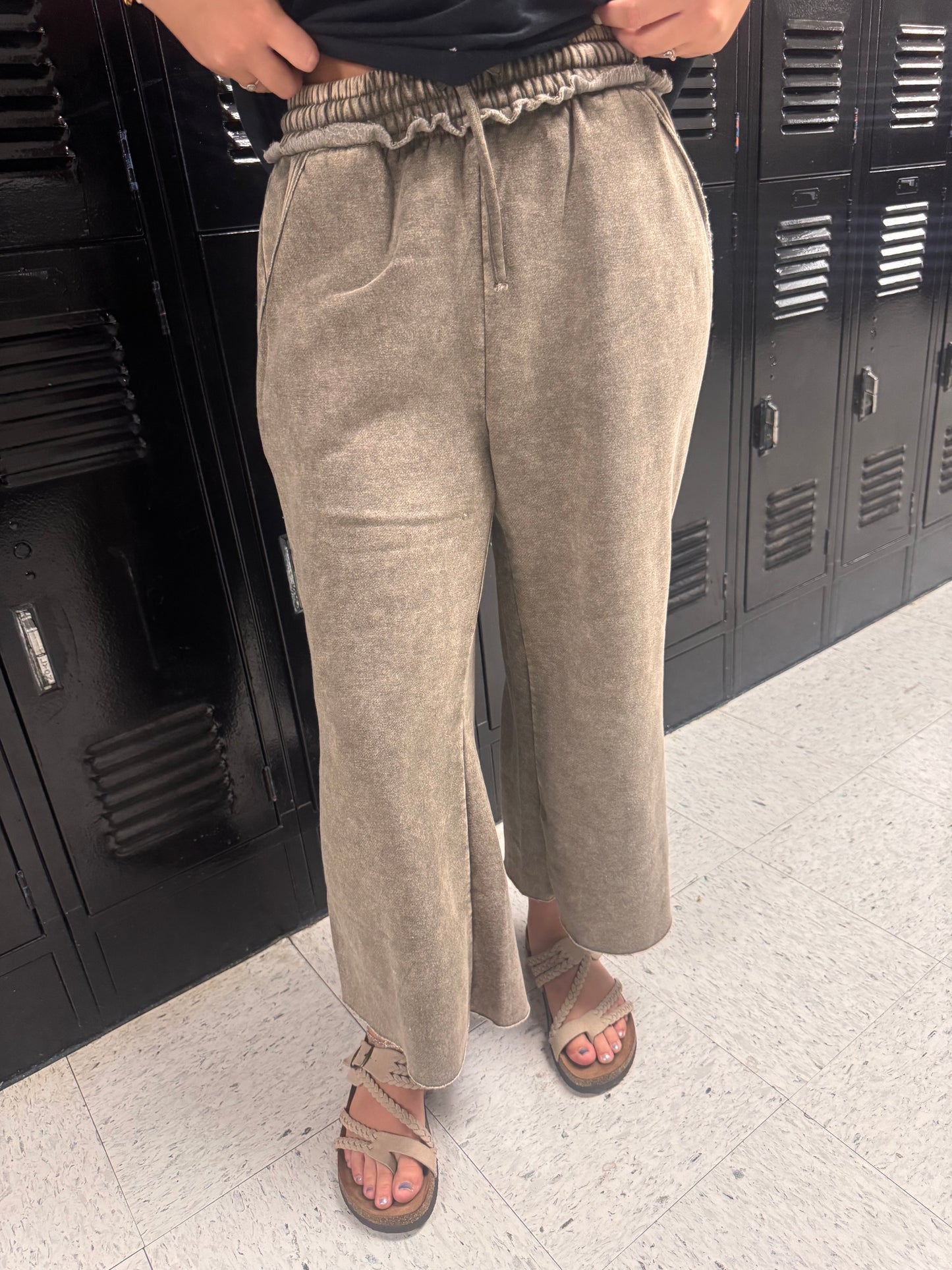 DOORBUSTER Acid Wash Flare Pants - Mocha