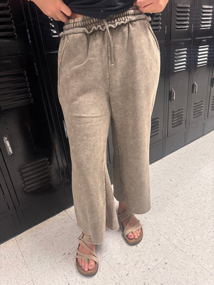 DOORBUSTER Acid Wash Flare Pants - Mocha