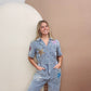 Cowboy Lady Rhinestone Star Denim Jumpsuit