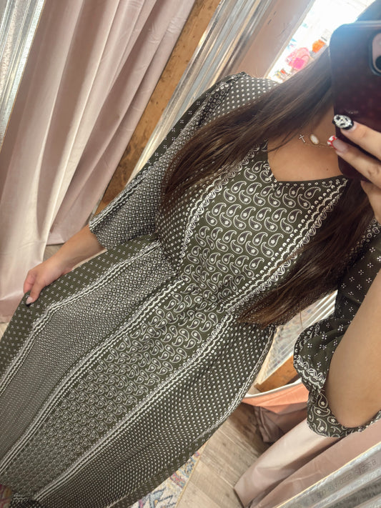 DB - Floral Olive Maxi Dress