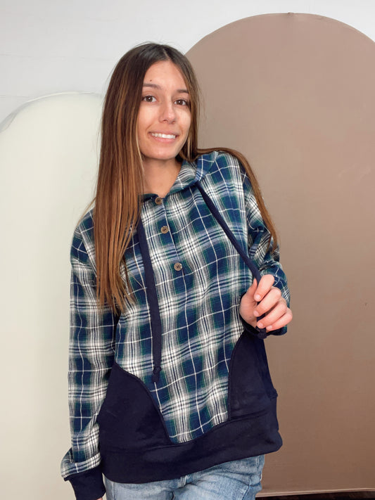 Midnight Blues Plaid Pullover