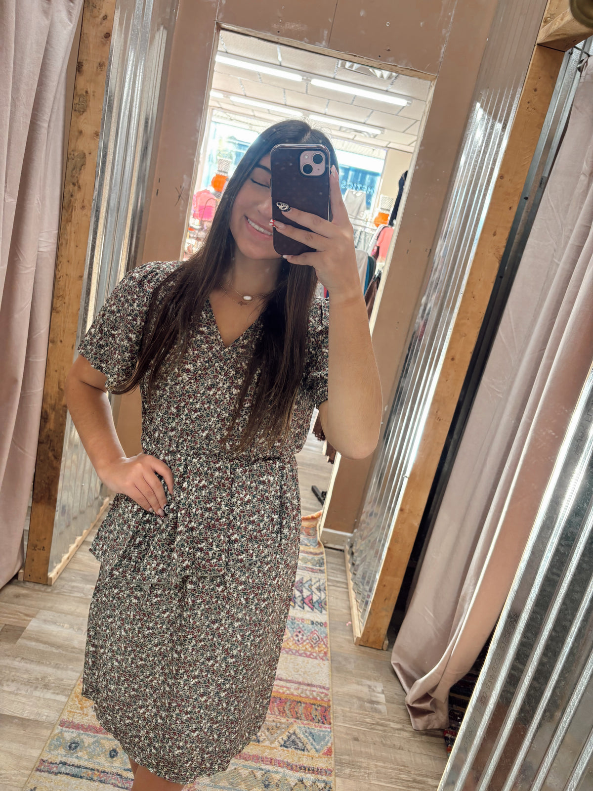 DB - Floral Olive Midi Dress