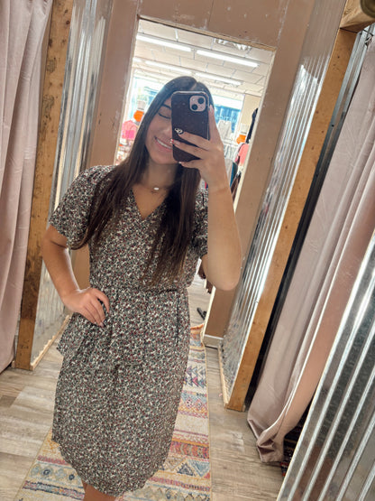 DB - Floral Olive Midi Dress