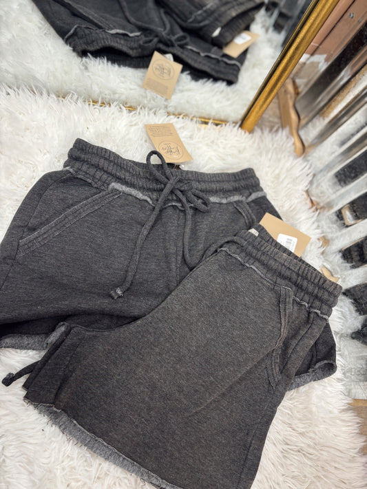 DOORBUSTER Acid Wash Shorts - Black