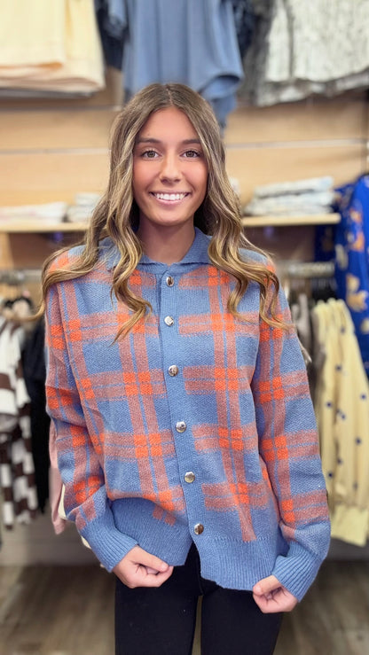 Country Cutie Plaid Button Down Sweater