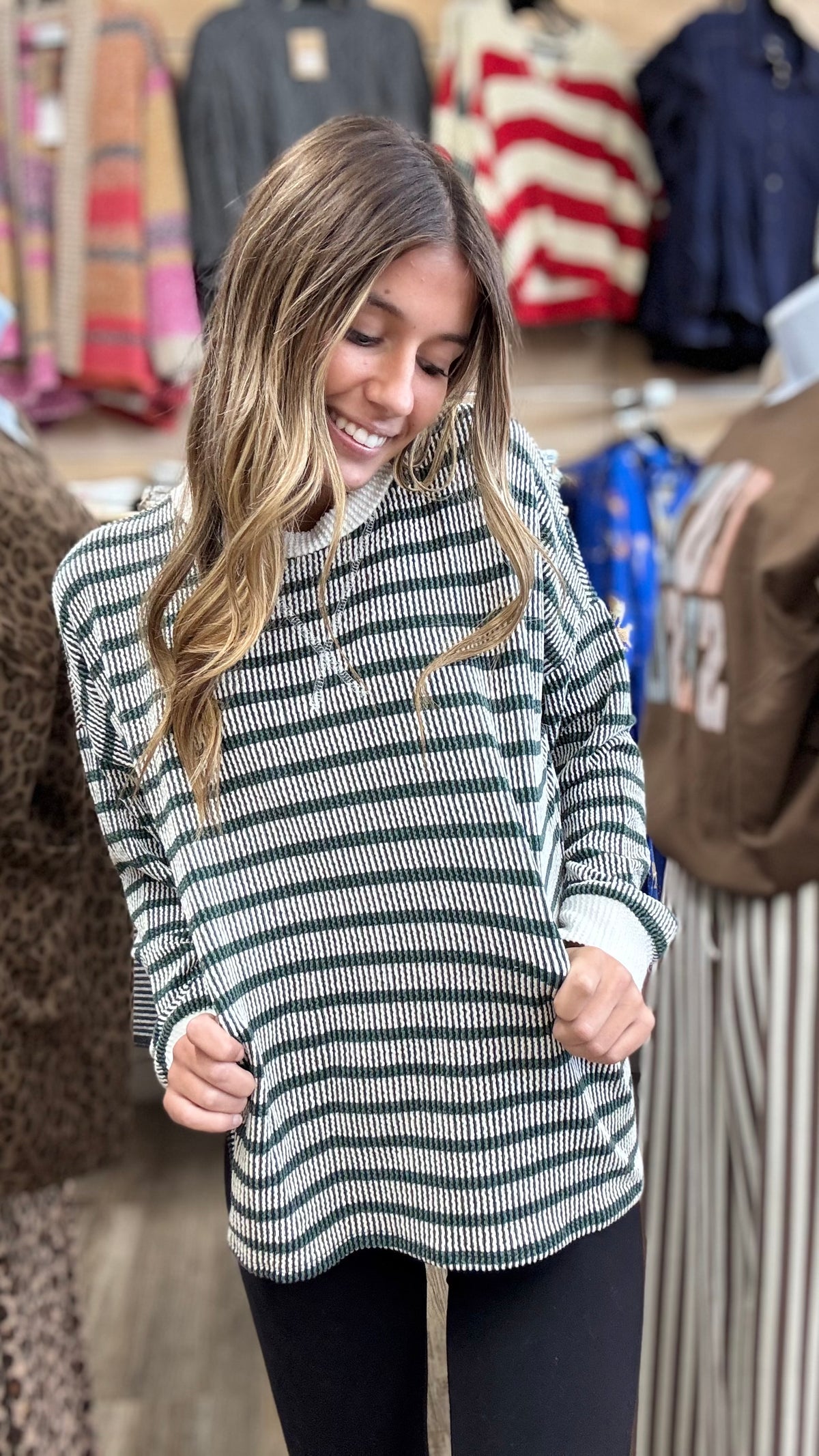 Give Into Me Striped Top - Hunter