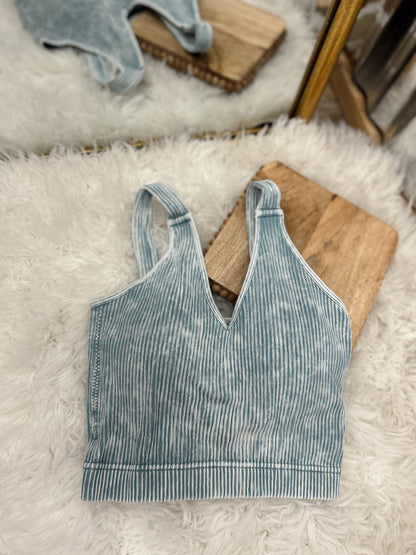 DOORBUSTER Ribbed Bralette - Blue Grey