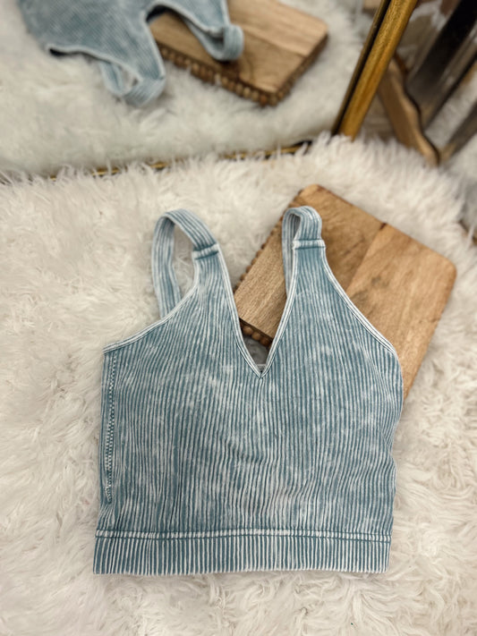 DOORBUSTER Ribbed Bralette - Blue Grey