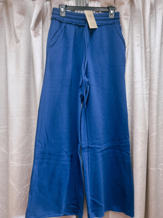 Fleece Wide Leg Sweatpants - Lt Navy