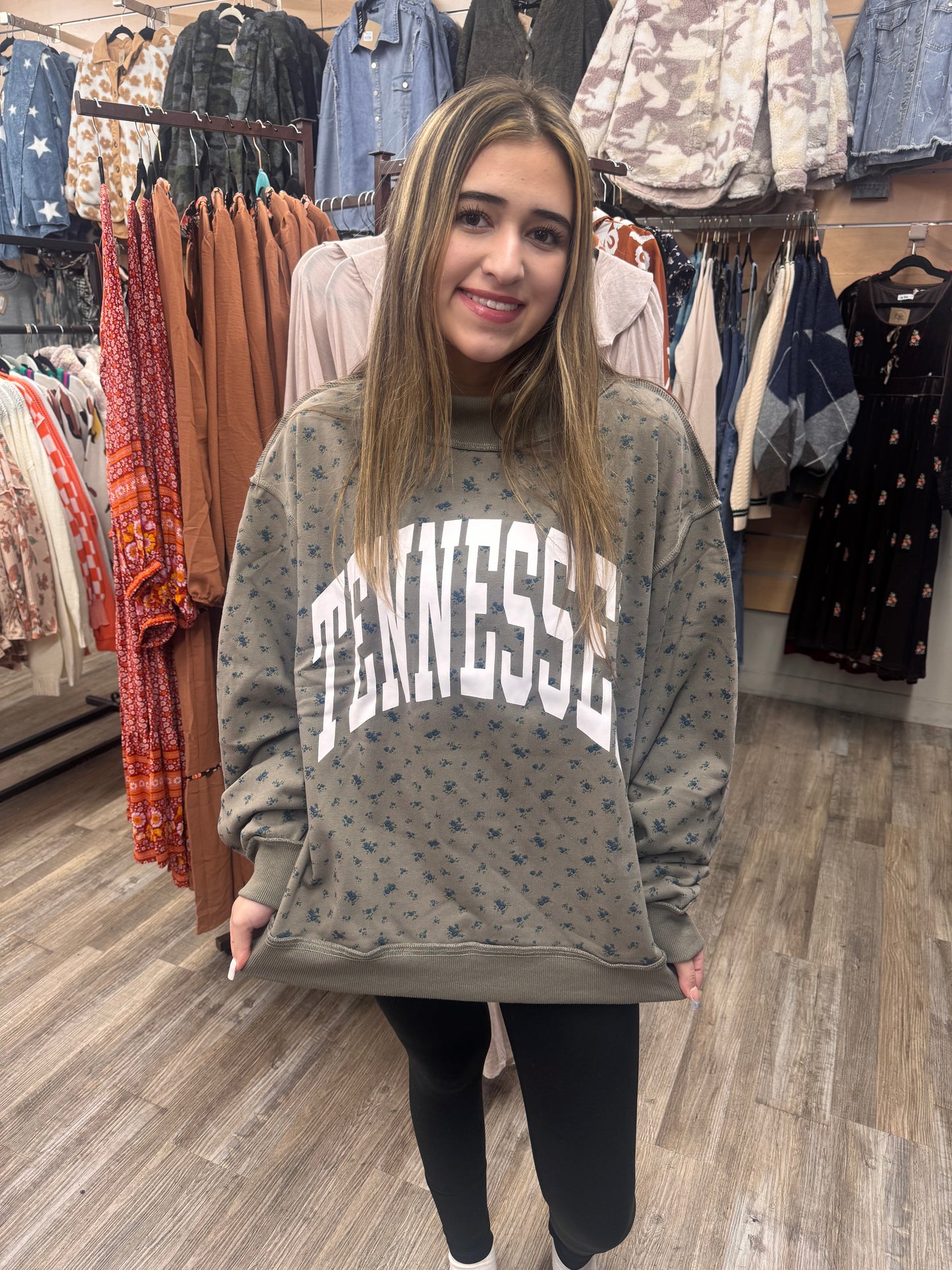 Tennessee/TN Reversible Olive Mock Neck Sweatshirt