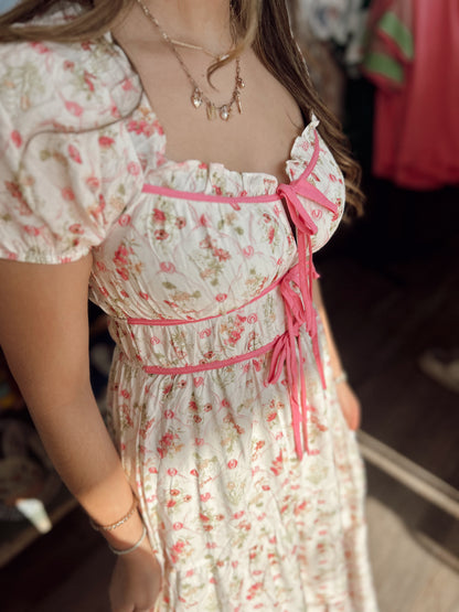 Grace Upon Grace Floral Midi Dress - Pink