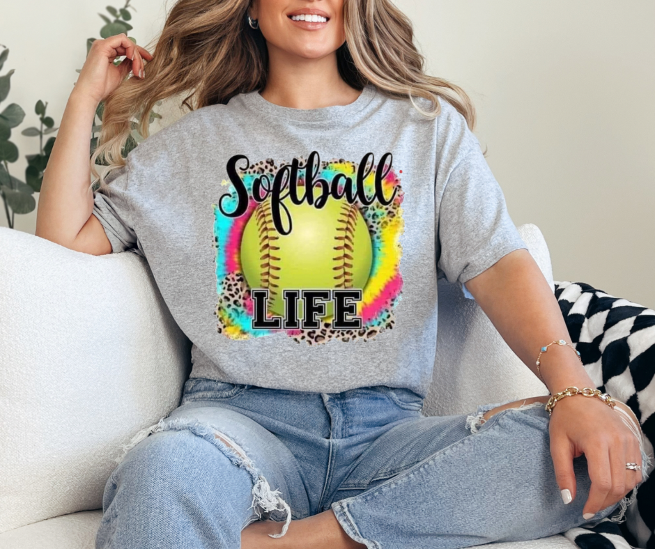 Softball Life Tie Dye Graphic Tee - Adult