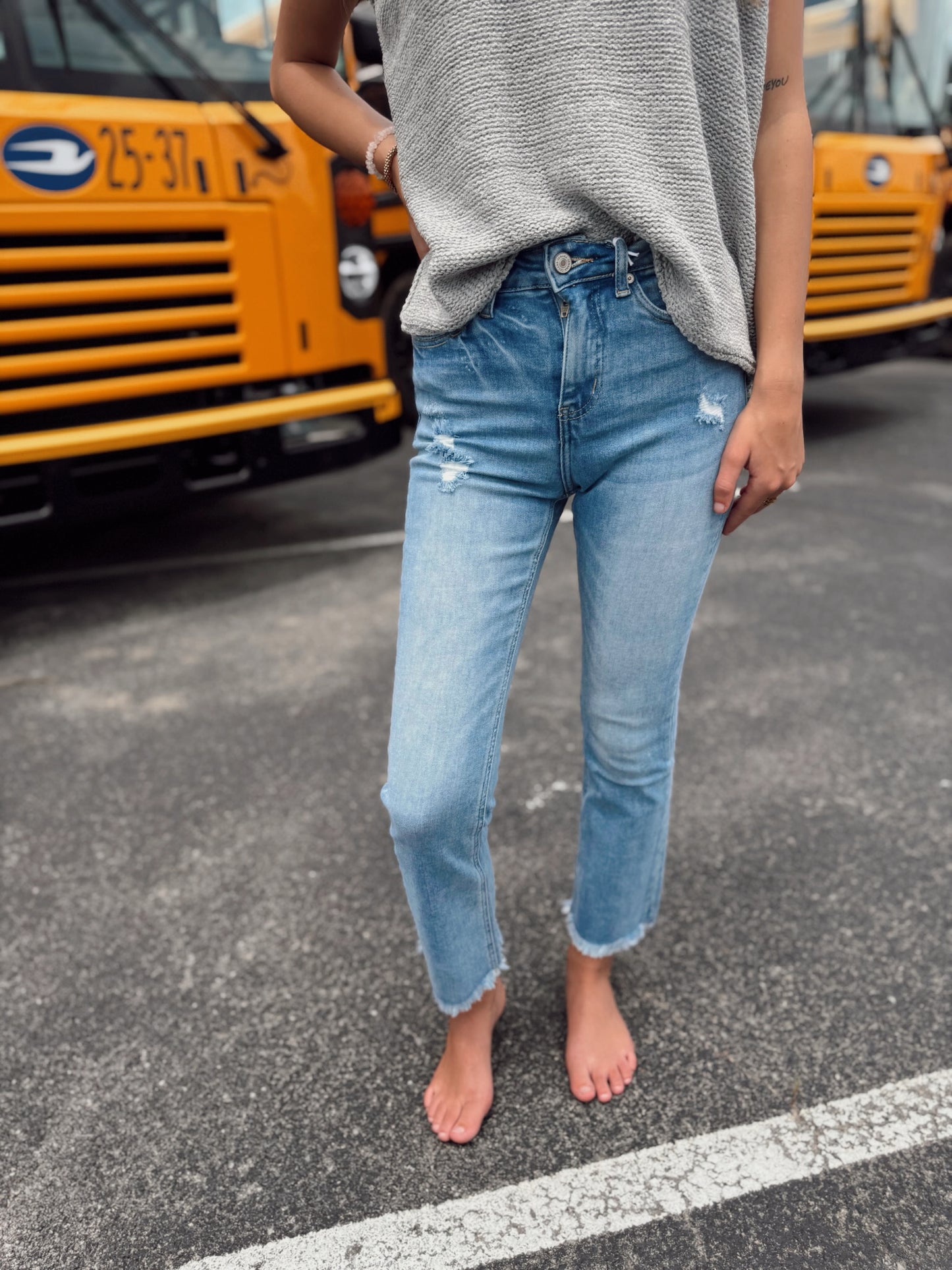 Nicole Light Wash Denim Cropped Jeans