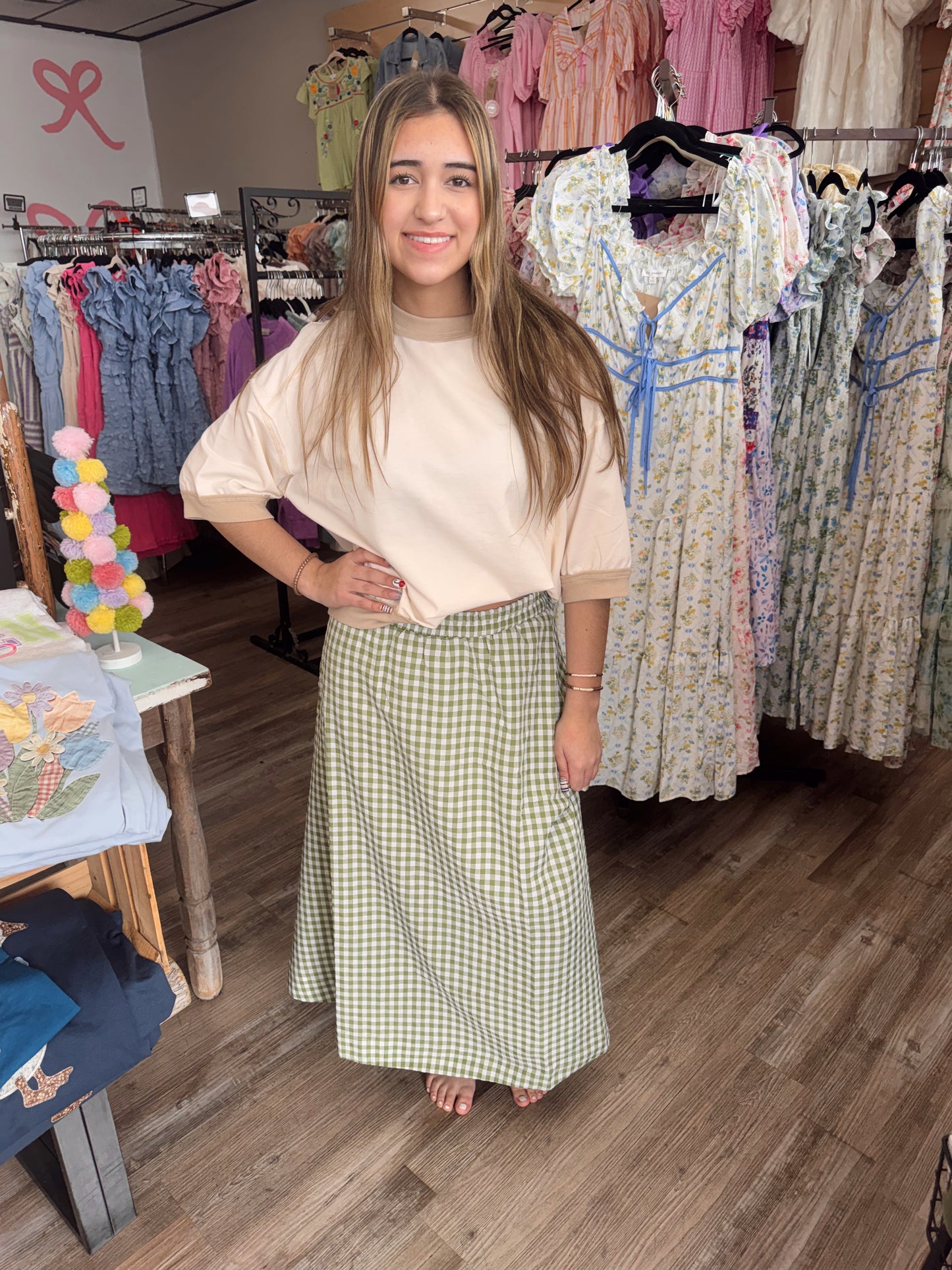 Drift Away Gingham Midi Skirt