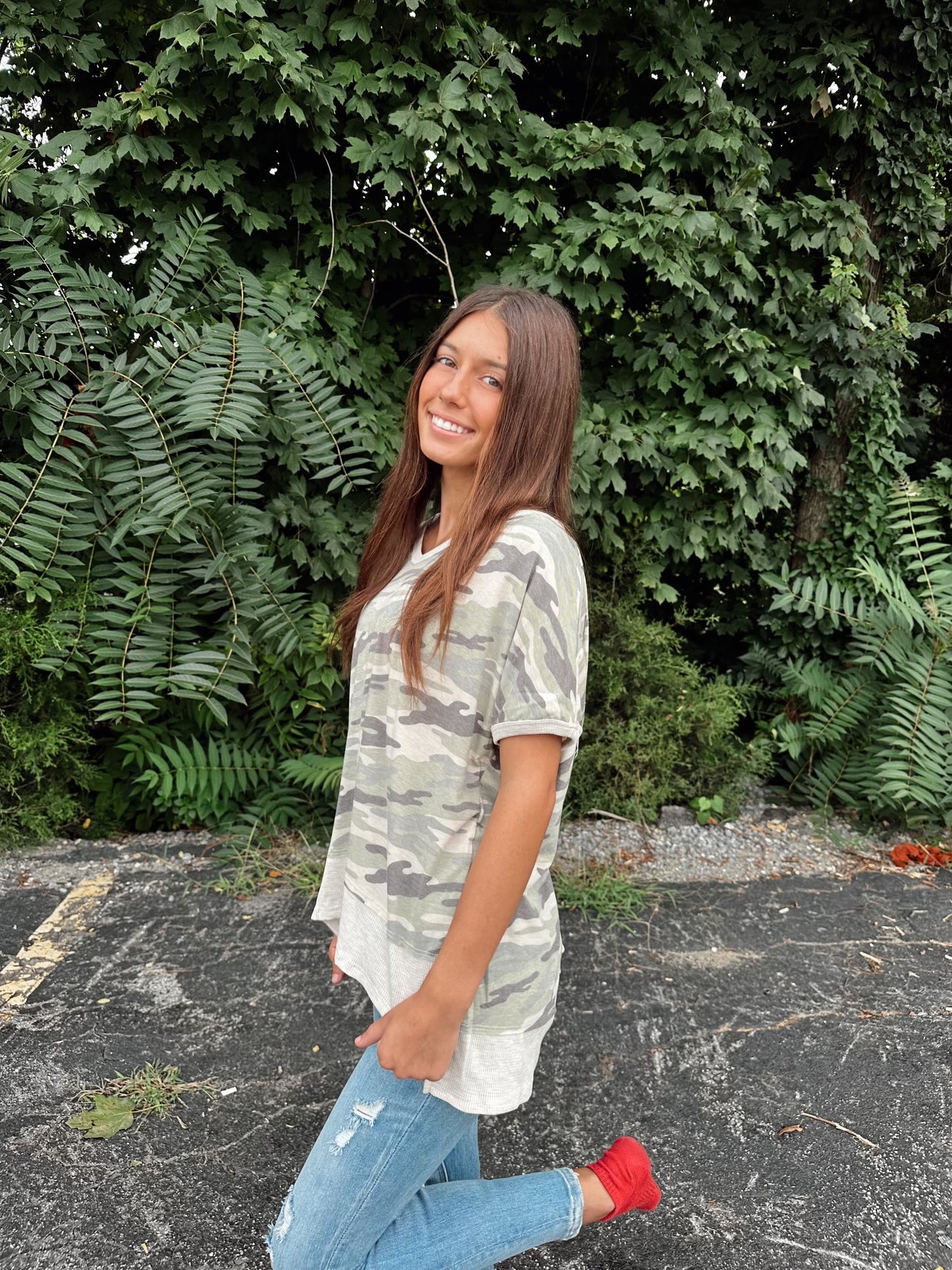 Let's Travel Camo Top