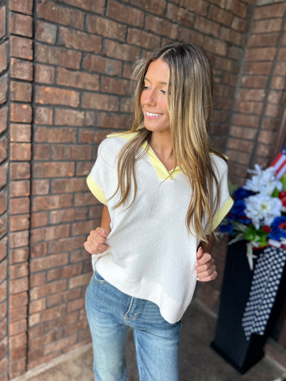 Getting Back Knit Collared Top