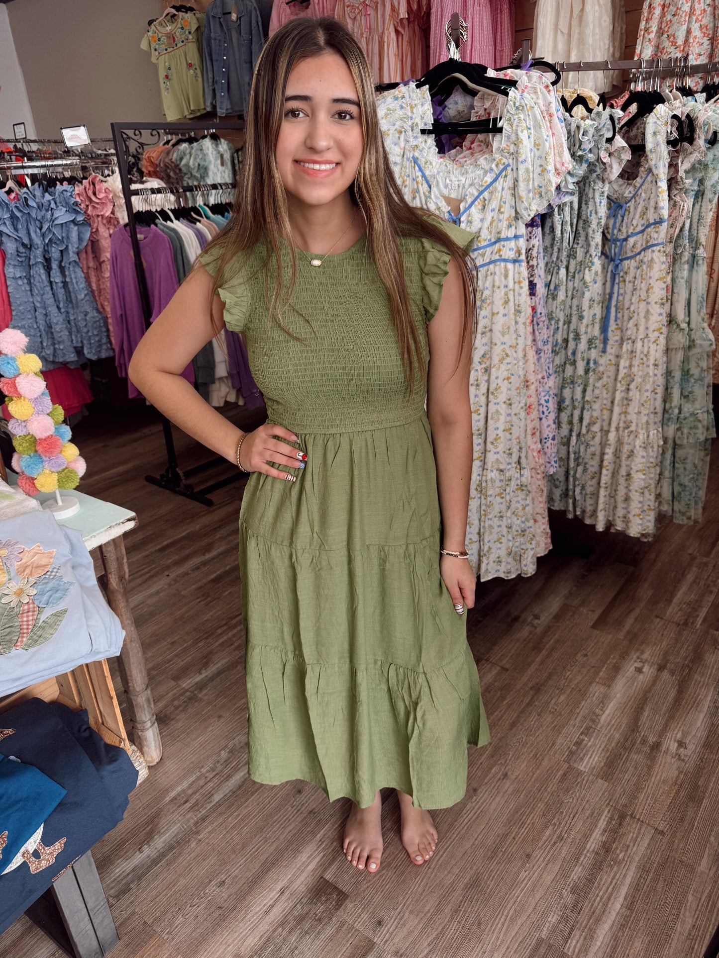 Hey Sugar Midi Dress - Olive Green