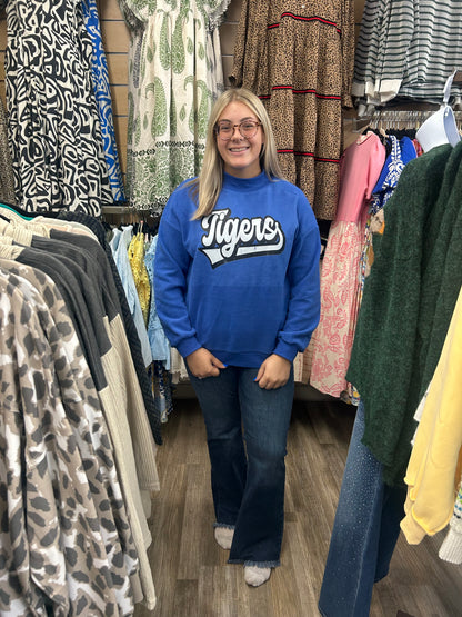 Let's Go Tigers/ Retro Varsity Tigers Reversible Mock Neck Sweatshirt