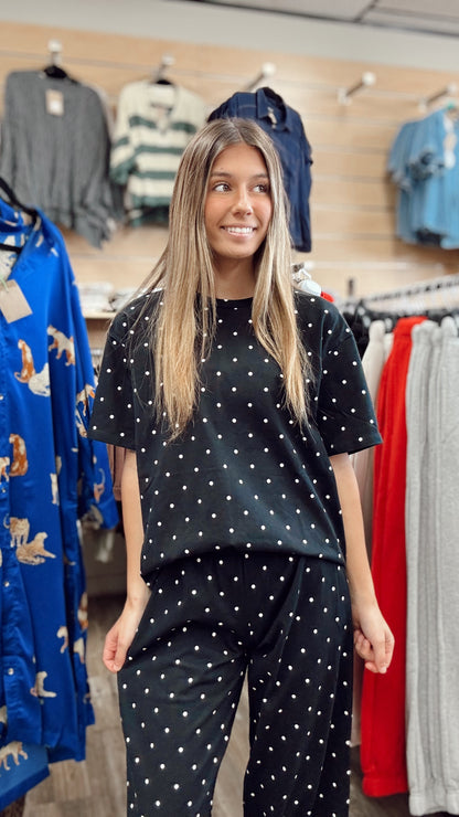 Precious Girl Polka Dot 2 Piece Set - Black/White