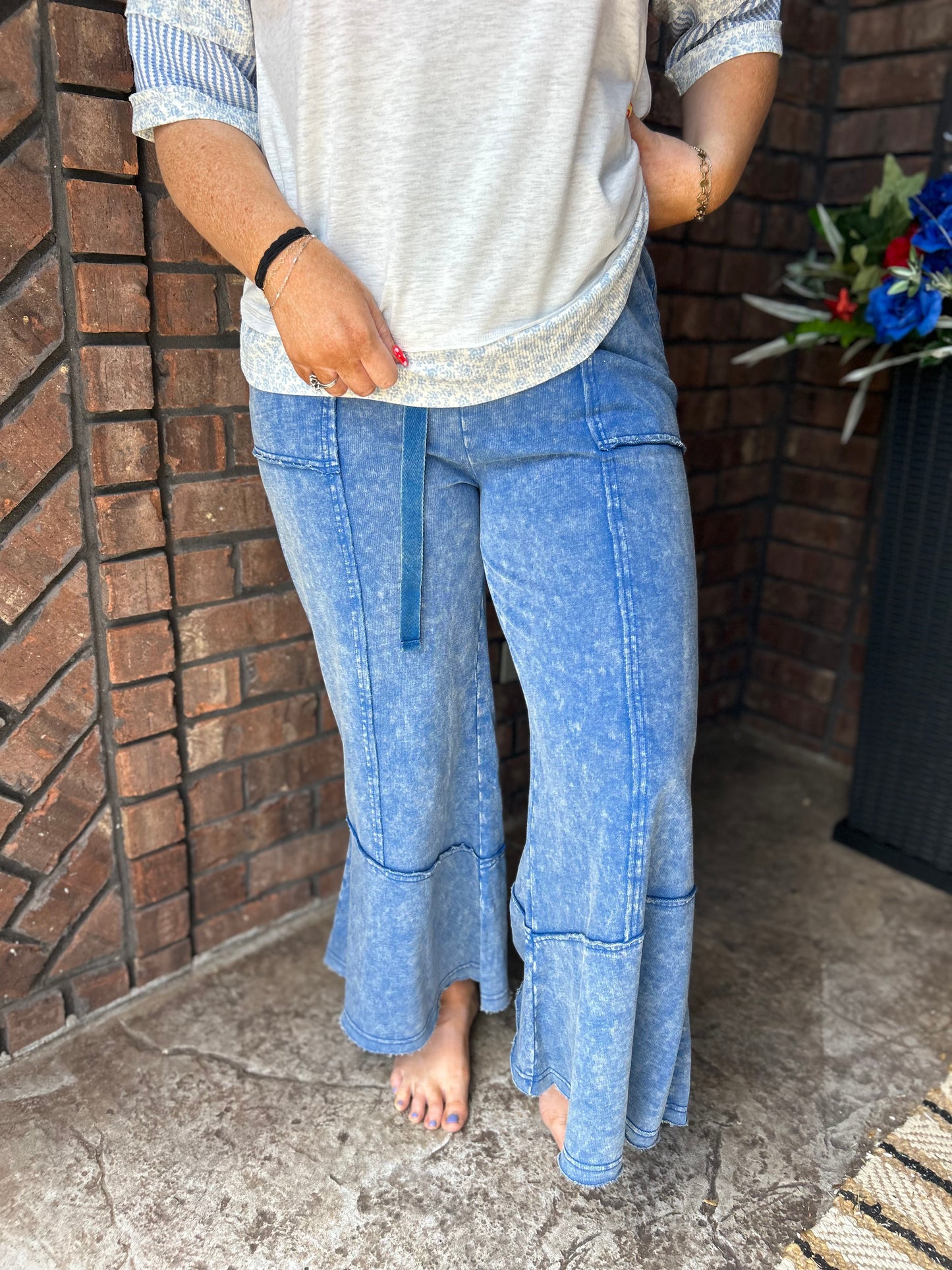 Talk Sweet To Me Flare Pants - Classic Blue